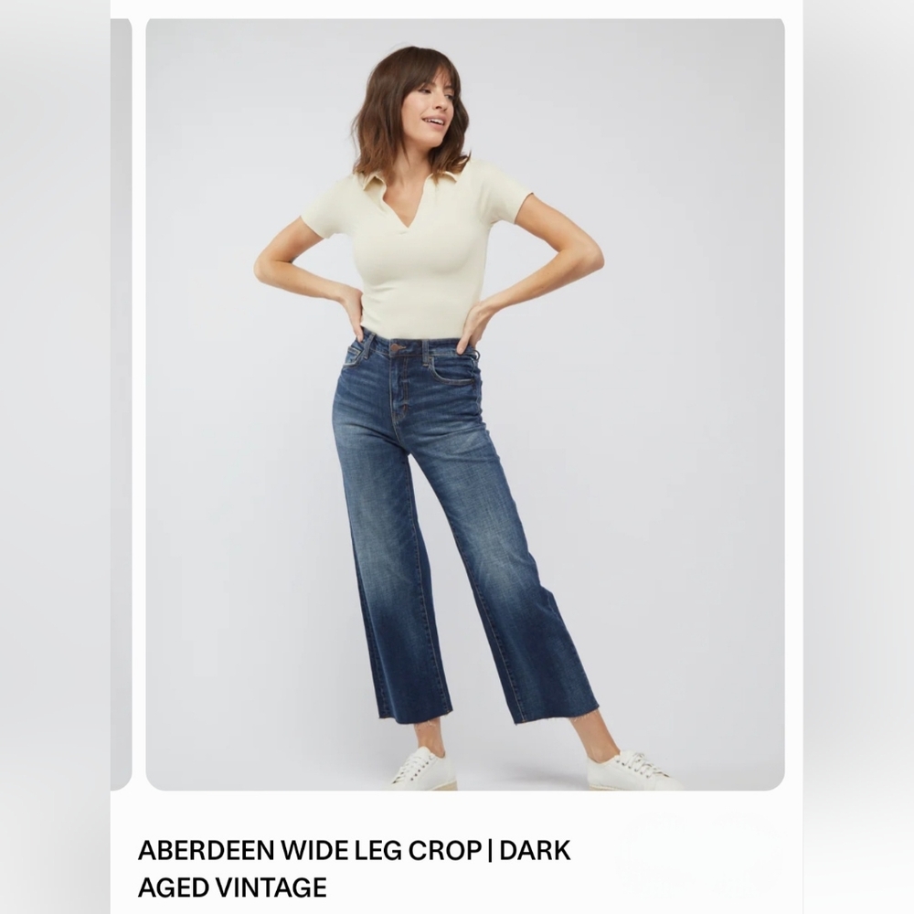 Aberdeen Wide Leg Crop High Rise Women's Blue Jeans